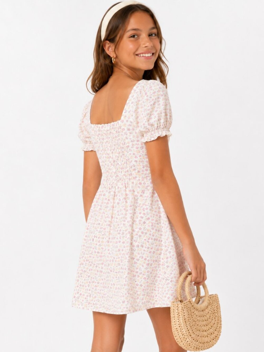 NWT Cat & Jack Girls Floral Button Front Mini Dress With Pockets L 10/12 - Picture 2 of 13